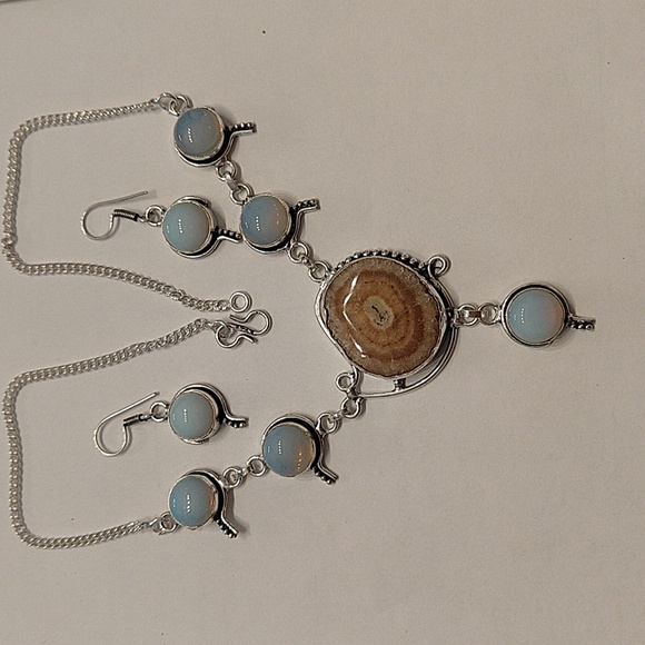 Solar quartz and opal lite set 925 stamped - Picture 2 of 6